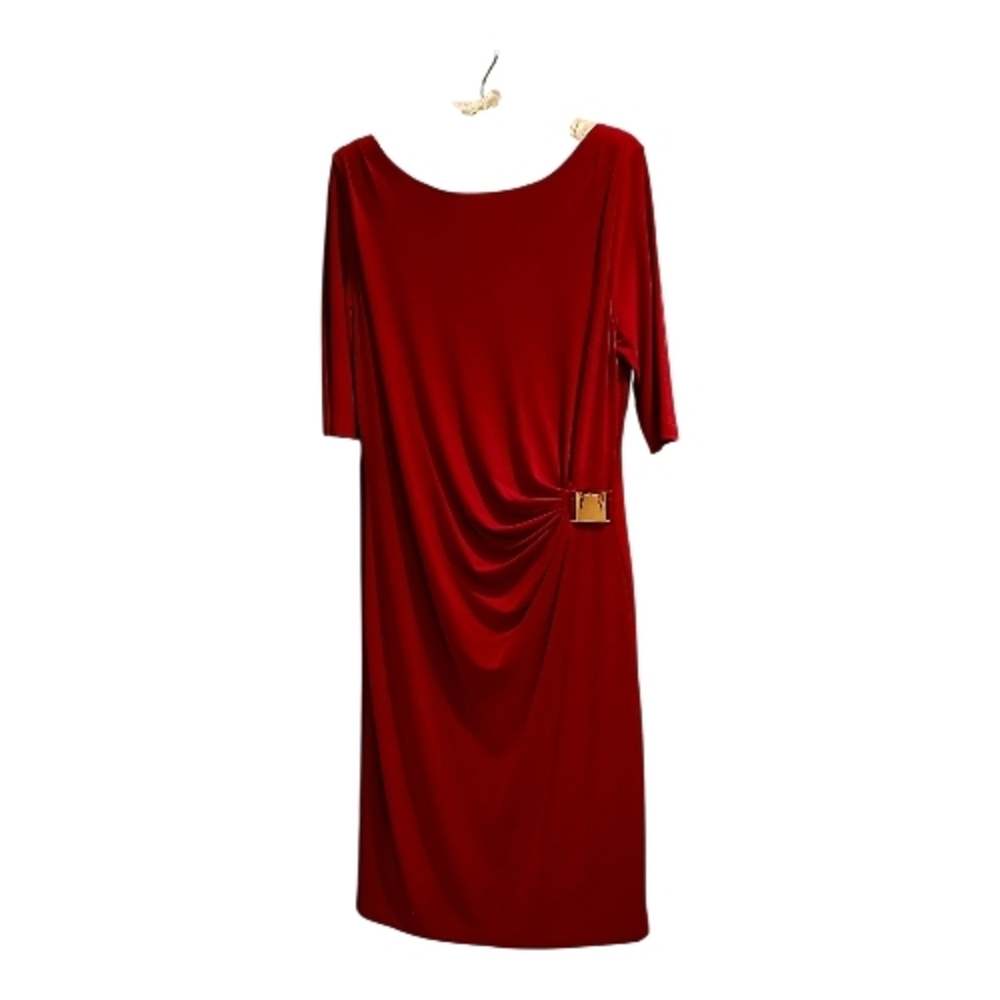 Tahari ASL Size 12 Red Midi Dress
